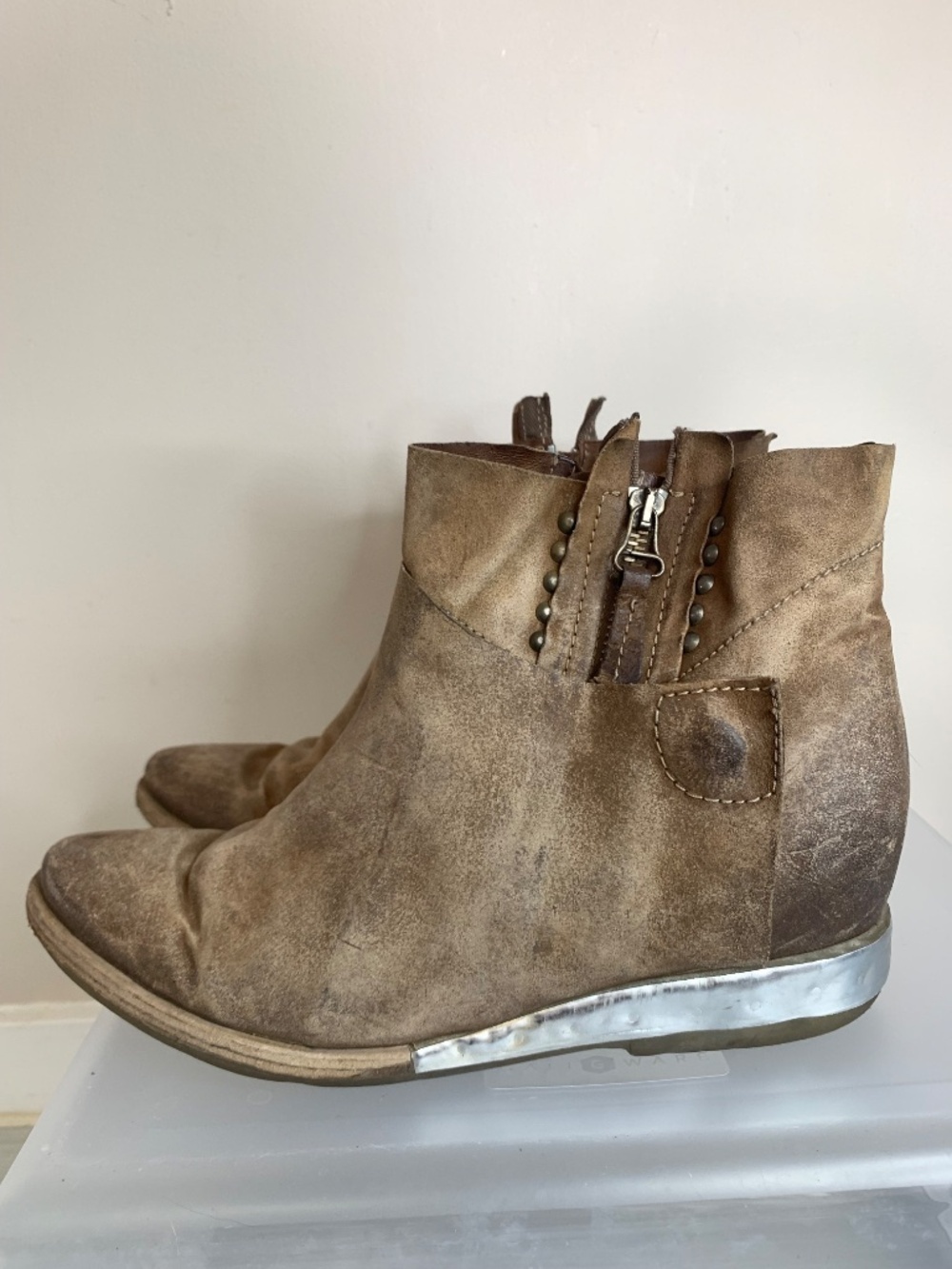 A.S.98. Airstep Leather Ankle Wedge Boots 41 - Picture 6 of 10